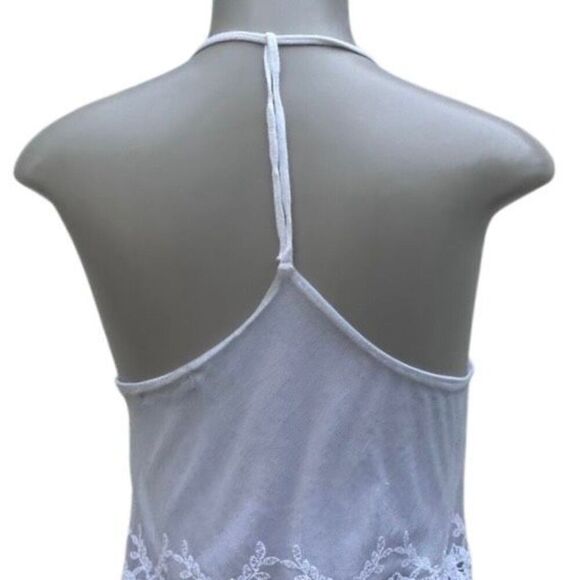 You Are Not Alone Cami Tank Top Women's Medium White Halter Embroidered Crochet - Picture 9 of 14
